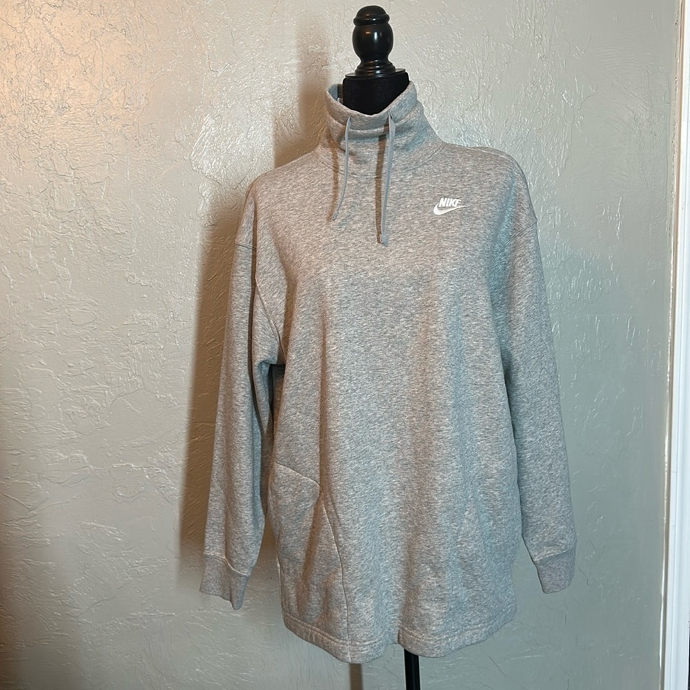 Nike Women's Sportswear Club Fleece Cowl Neck Hoodie in Grey Heather XL 2X